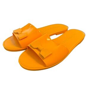Jack Rogers Georgica Orange Jelly Slide Sandals Bow Flat Shoes Womens Size 6
